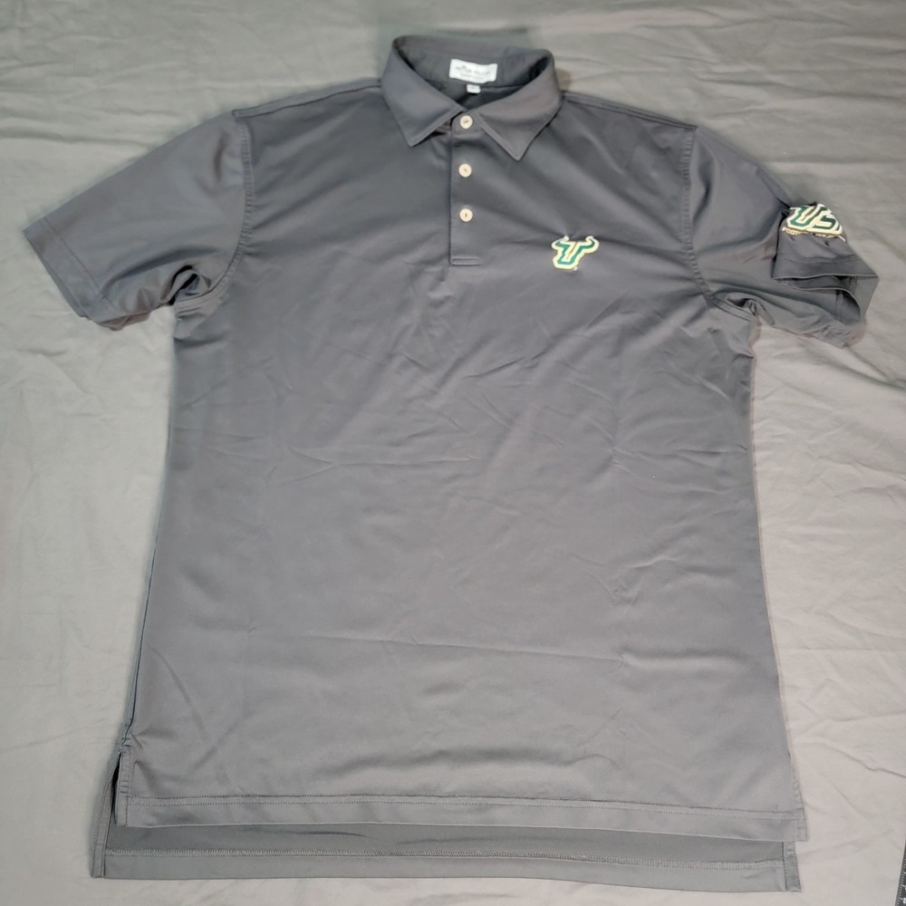 Peter Millar Polo Shirt Mens Medium Gray USF Bulls Football Golf Summer Comfort - Picture 2 of 6